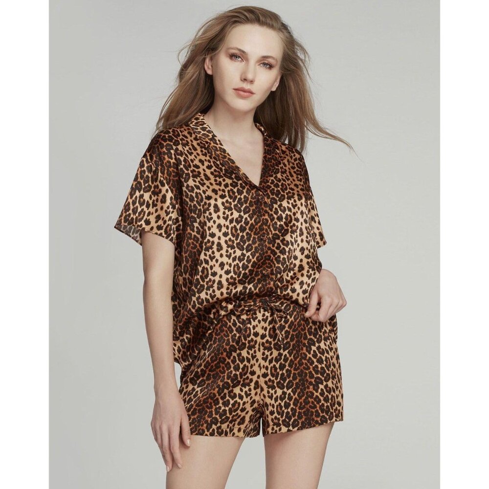 Agent Provocateur Kittie Leopard Silk Pajama Set UK8 Small NWT